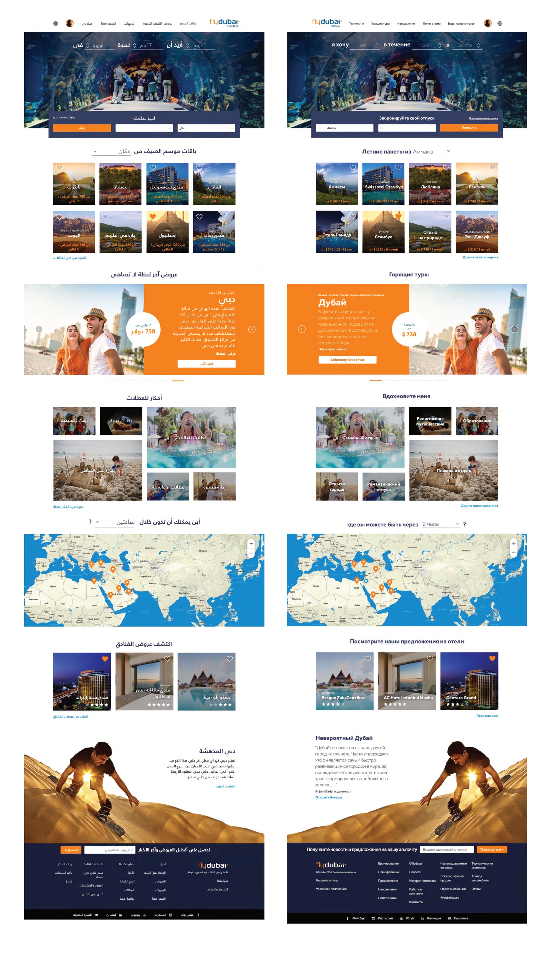 Internationalisation design showing Arabic RTL and English LTR layouts