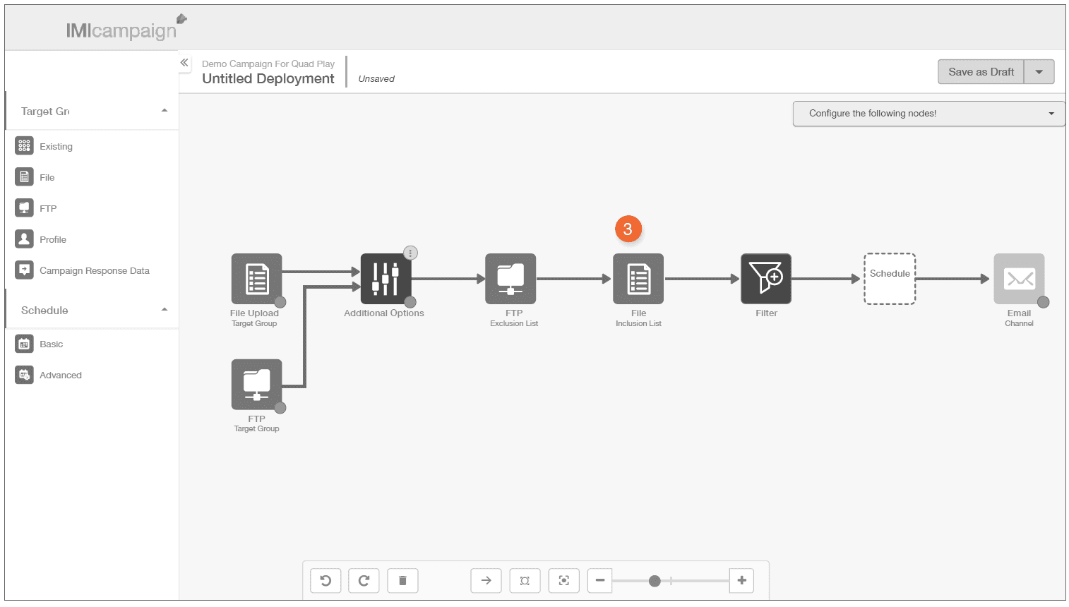 Node relationships — mapping campaign flow on canvas