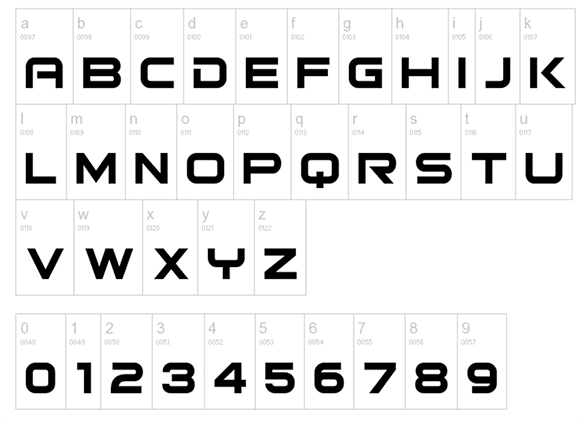 Bitshumishi font specimen