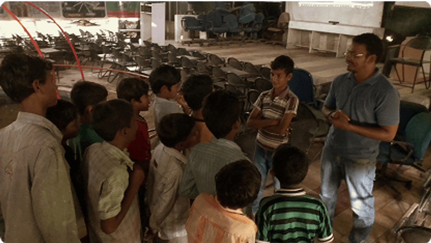 User testing session — children playing Space Explorer