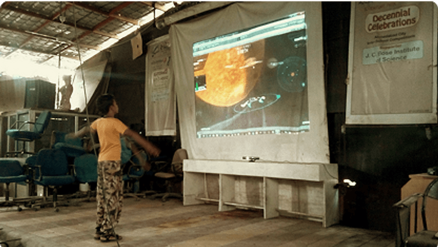 User testing session — group observing gameplay