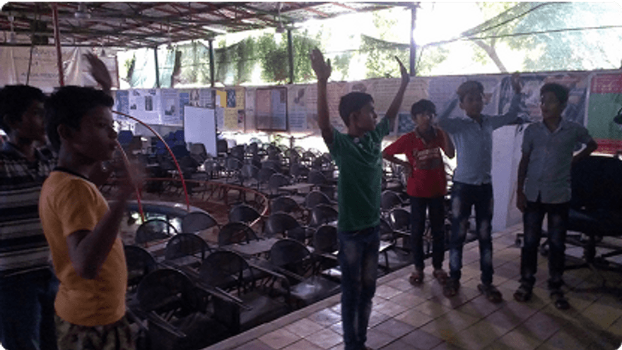 User testing session — children engaged with the game
